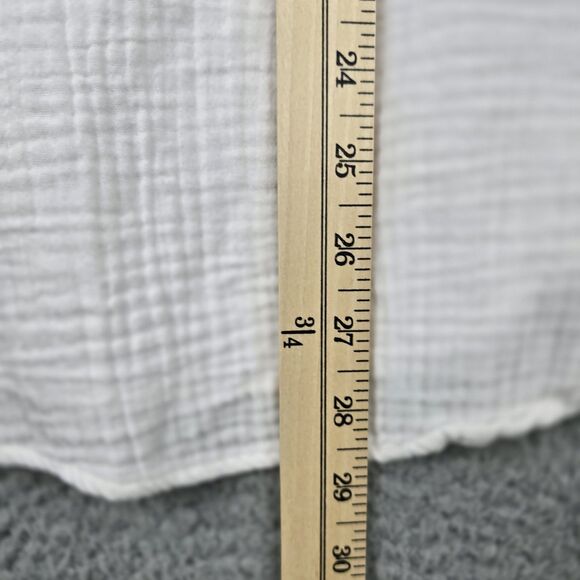 Side Stitch LA Cover Up Women M White Cotton Roll Tab Sleeves Lace Up V-Neck - Picture 11 of 12